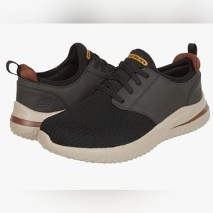 Skechers Men's Delson 3.0 Round Toe Bungee Lace Slip On Shoes